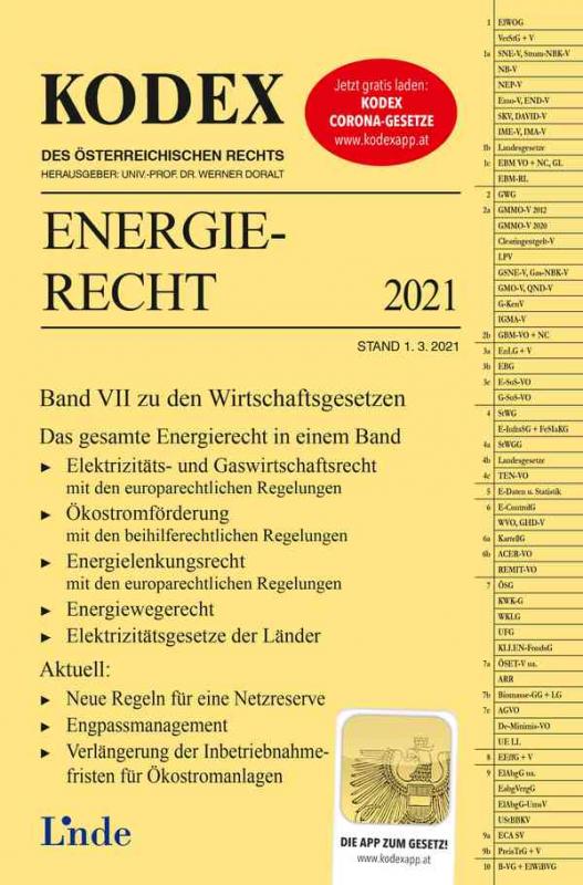 Cover-Bild KODEX Energierecht 2021