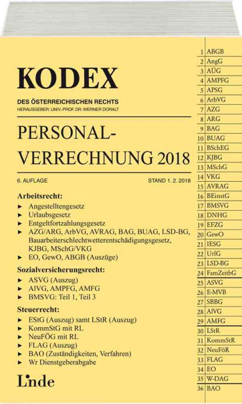 Cover-Bild KODEX Personalverrechnung 2018