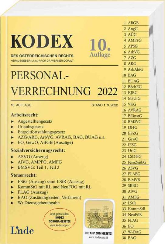 Cover-Bild KODEX Personalverrechnung 2022
