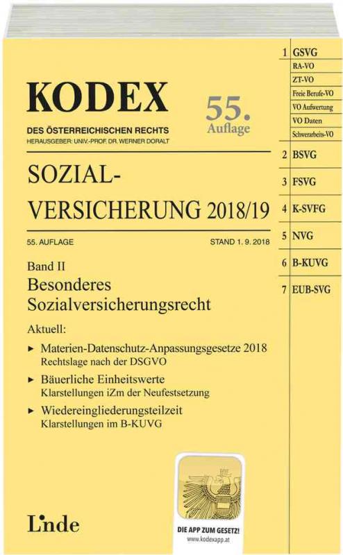 Cover-Bild KODEX Sozialversicherung 2018/19, Band II