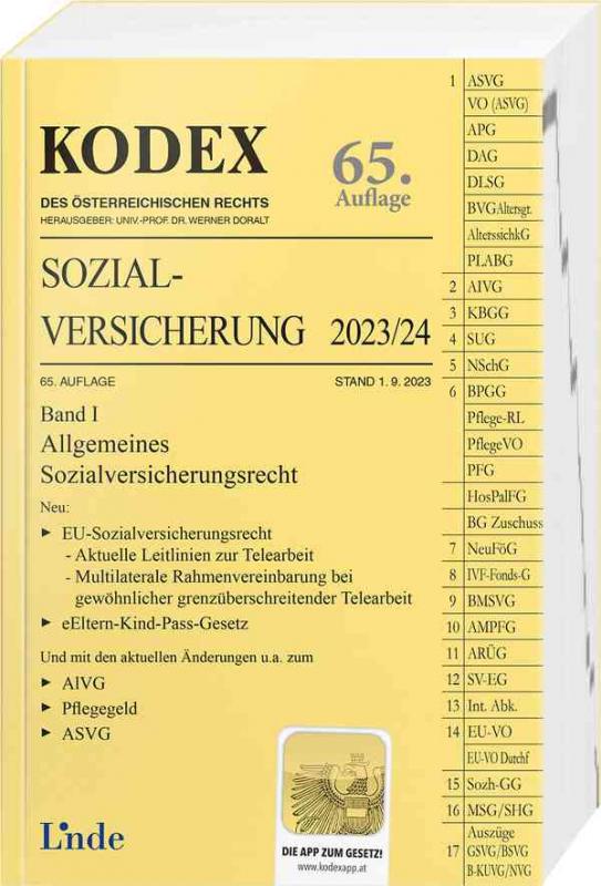 Cover-Bild KODEX Sozialversicherung 2023/24, Band I