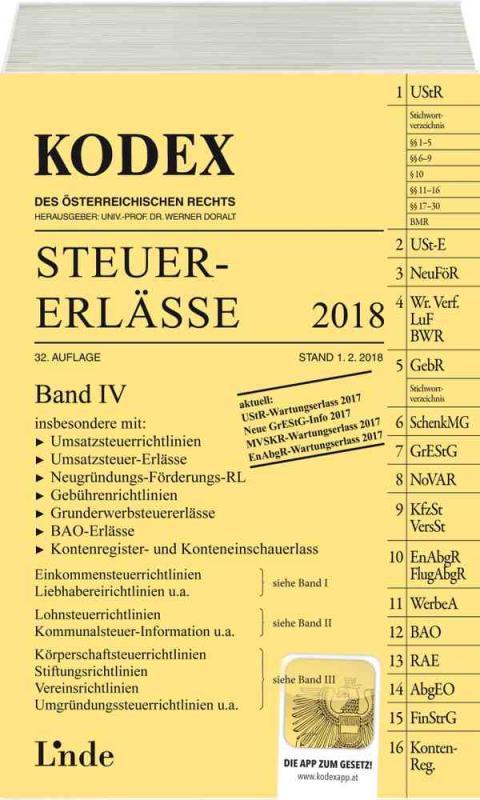 Cover-Bild KODEX Steuer-Erlässe 2018, Band IV