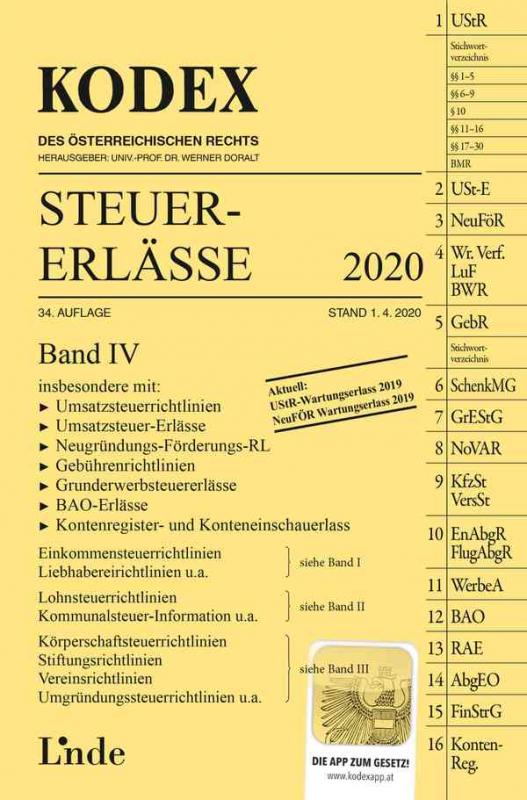 Cover-Bild KODEX Steuer-Erlässe 2020, Band IV