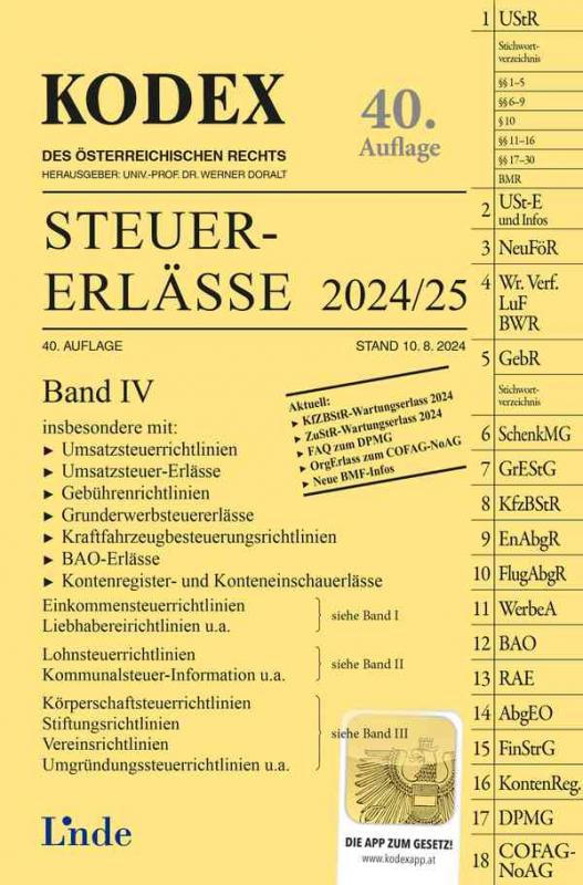 Cover-Bild KODEX Steuer-Erlässe 2024/25, Band IV