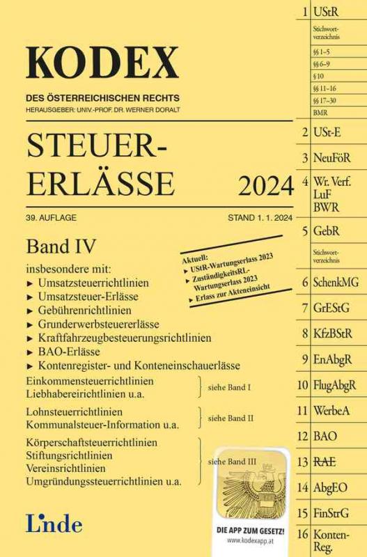 Cover-Bild KODEX Steuer-Erlässe 2024, Band IV