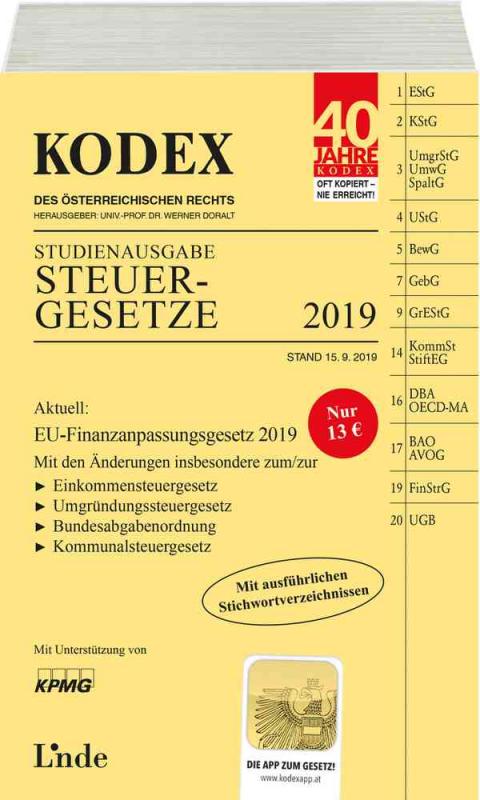 Cover-Bild KODEX Studienausgabe Steuergesetze 2019