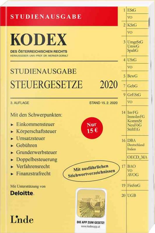 Cover-Bild KODEX Studienausgabe Steuergesetze 2020