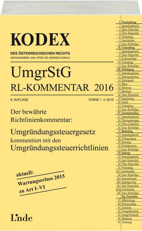 Cover-Bild KODEX Umgründungssteuergesetz-Richtlinienkommentar 2016