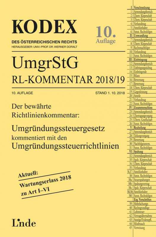 Cover-Bild KODEX Umgründungssteuergesetz-Richtlinienkommentar 2018/19