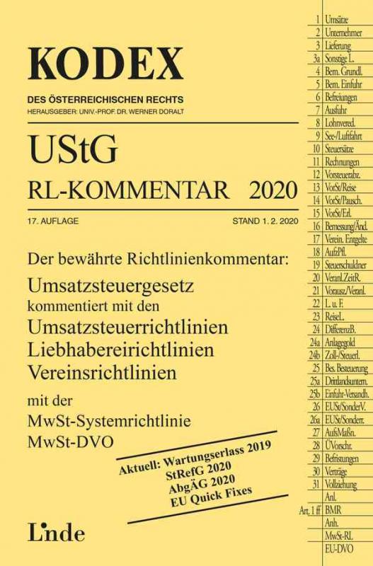 Cover-Bild KODEX UStG-Richtlinien-Kommentar 2020