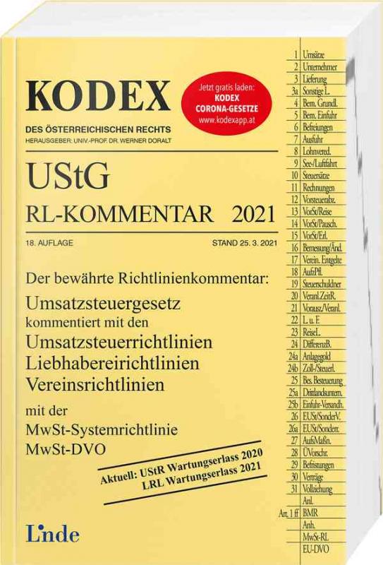 Cover-Bild KODEX UStG-Richtlinien-Kommentar 2021