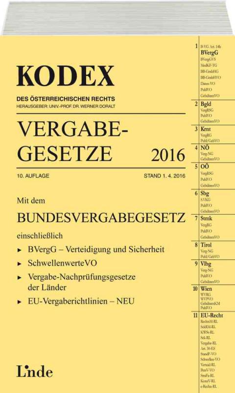 Cover-Bild KODEX Vergabegesetze 2016