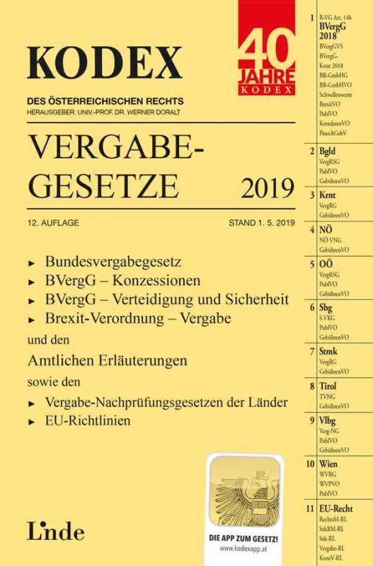 Cover-Bild KODEX Vergabegesetze 2019