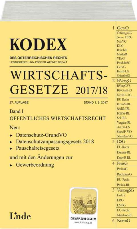 Cover-Bild KODEX Wirtschaftsgesetze Band I 2017/18