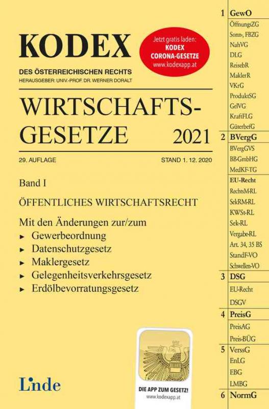 Cover-Bild KODEX Wirtschaftsgesetze Band I 2021