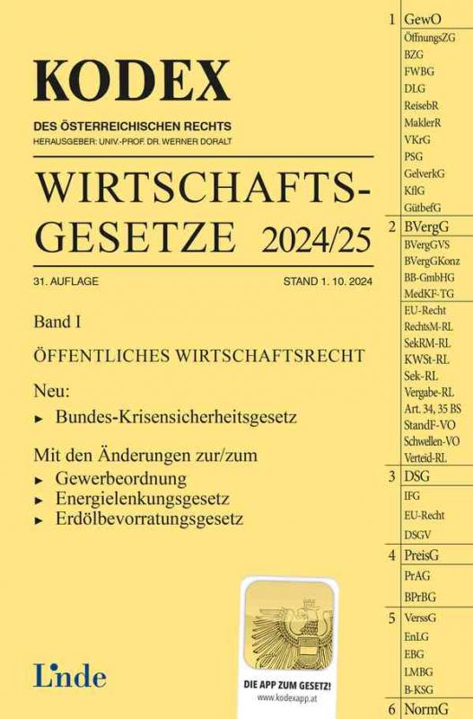 Cover-Bild KODEX Wirtschaftsgesetze Band I 2024/25