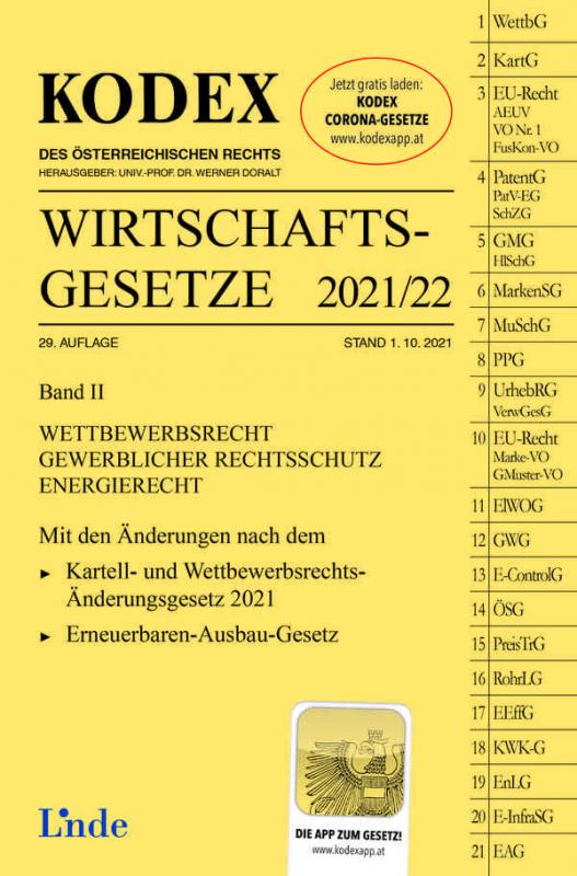 Cover-Bild KODEX Wirtschaftsgesetze Band II 2021/22