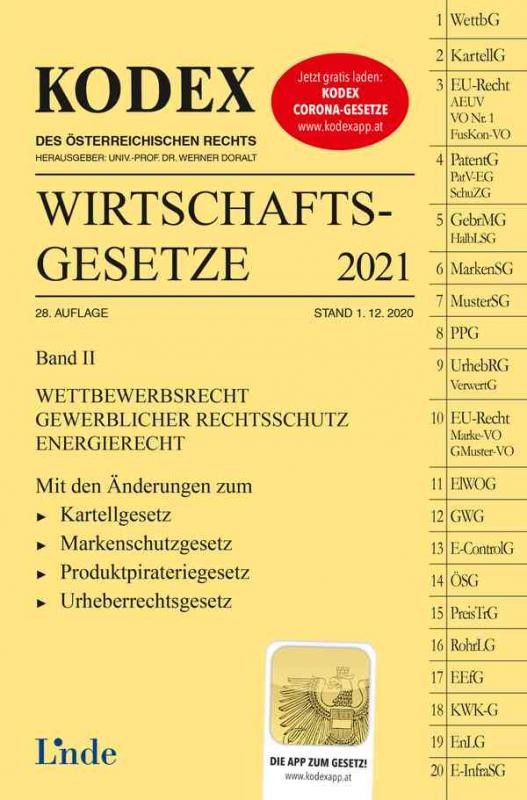 Cover-Bild KODEX Wirtschaftsgesetze Band II 2021