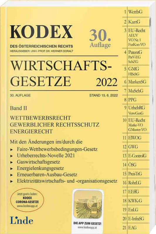 Cover-Bild KODEX Wirtschaftsgesetze Band II 2022