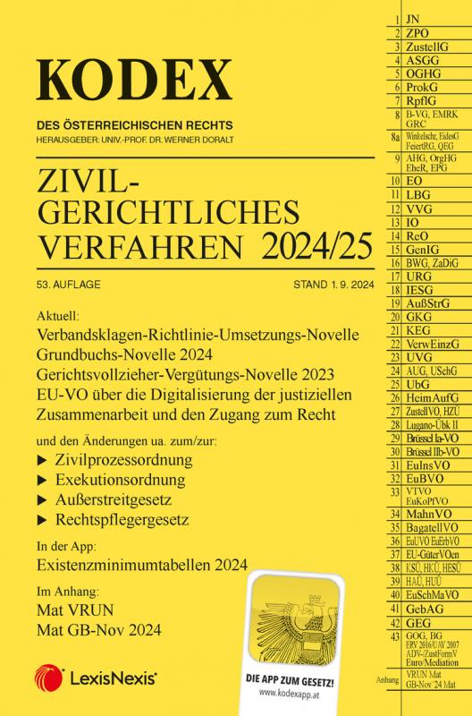 Cover-Bild KODEX Zivilgerichtliches Verfahren 2024/25 - inkl. App