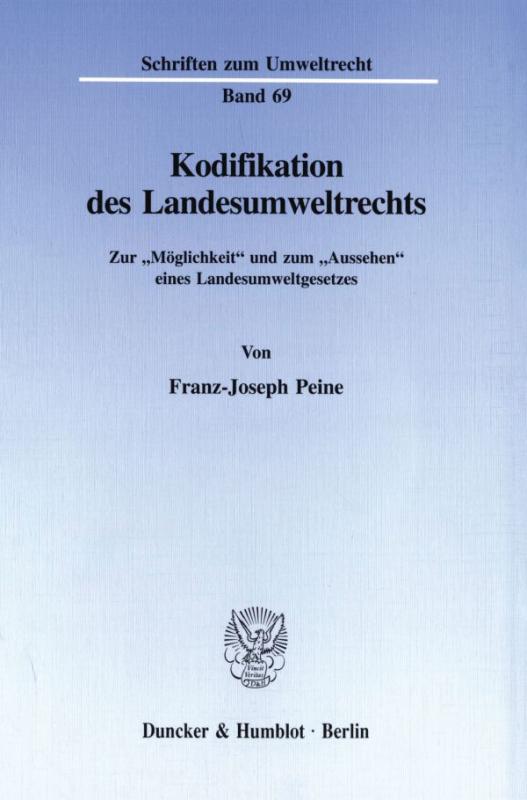 Cover-Bild Kodifikation des Landesumweltrechts.