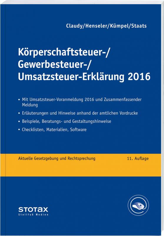 Cover-Bild Körperschaftsteuer-, Gewerbesteuer-, Umsatzsteuer-Erklärung 2016