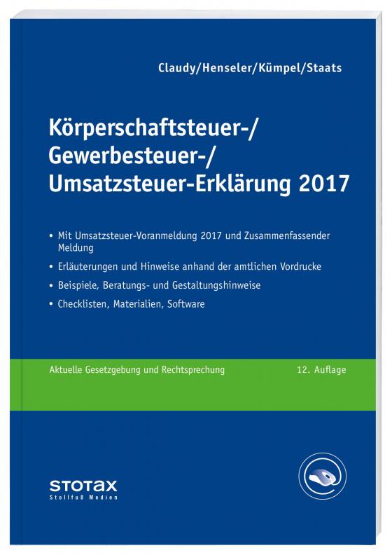 Cover-Bild Körperschaftsteuer-, Gewerbesteuer-, Umsatzsteuer-Erklärung 2017