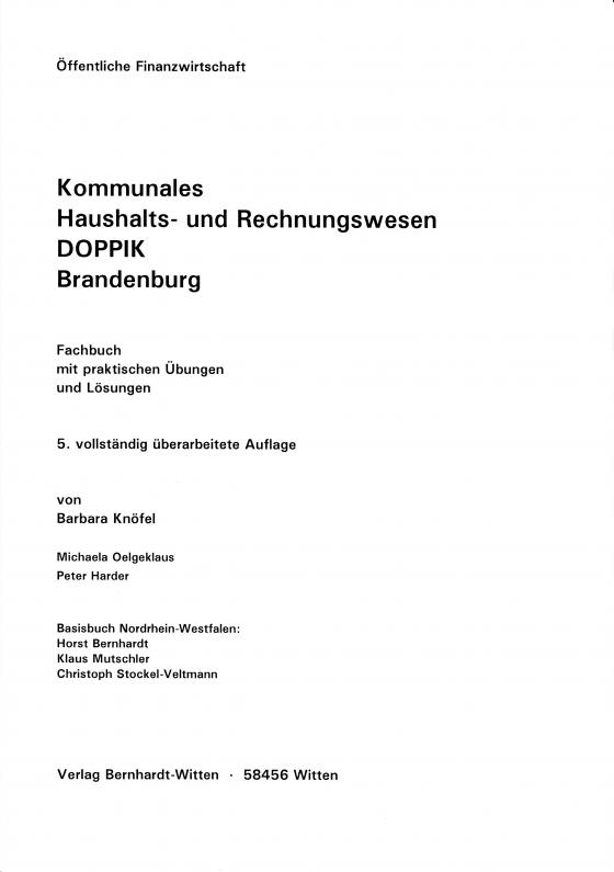 Cover-Bild Kommunales Haushalts- und Rechnungswesen DOPPIK Brandenburg