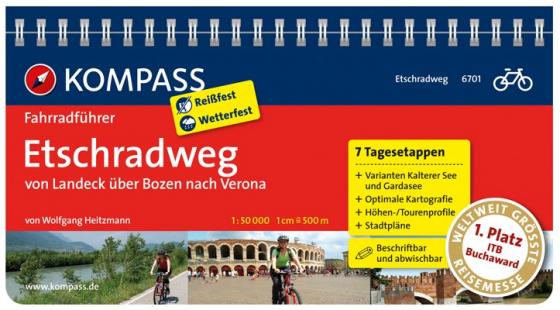 Cover-Bild KOMPASS Fahrradführer Etschradweg, von Landeck über Bozen nach Verona