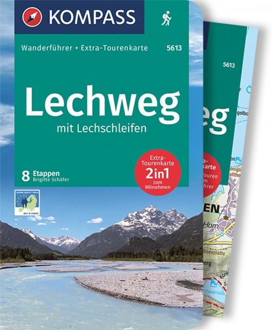 Cover-Bild KOMPASS Wanderführer Lechweg mit Lechschleifen, 16 Touren und Etappen mit Extra-Tourenkarte