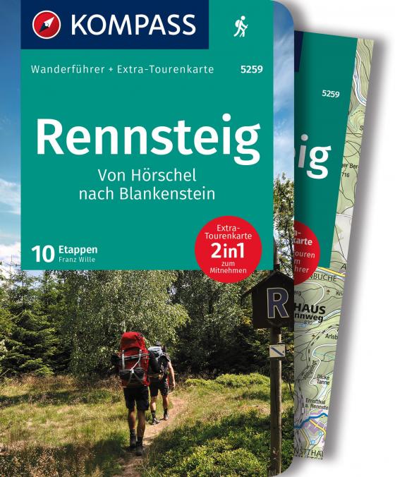 Cover-Bild KOMPASS Wanderführer Rennsteig, 10 Etappen mit Extra-Tourenkarte