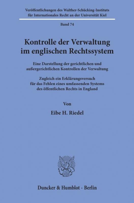 Cover-Bild Kontrolle der Verwaltung im englischen Rechtssystem.