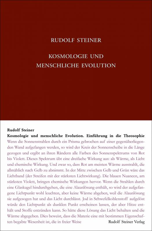 Cover-Bild Kosmologie und menschliche Evolution. Farbenlehre. Private Lehrstunden für Marie und Olga von Sivers und Mathilde Scholl aus den Jahren 1903 bis 1906.