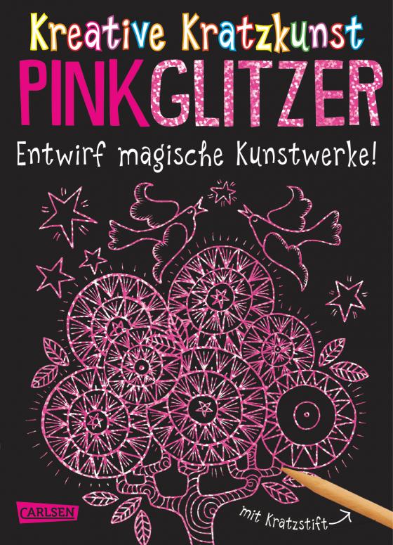 Cover-Bild Kratzbilder für Kinder: Kreative Kratzkunst: Pink Glitzer: Set mit 10 Kratzbildern, Anleitungsbuch und Holzstift