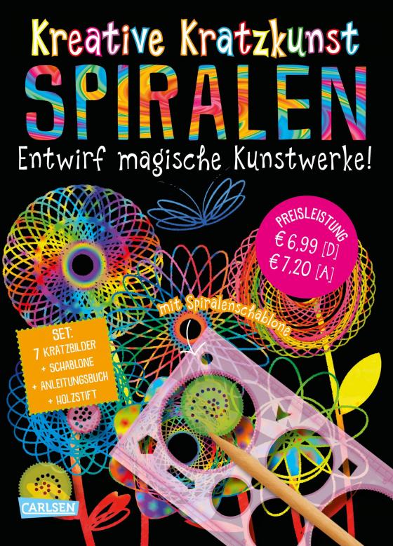 Cover-Bild Kreative Kratzkunst: Spiralen: Set mit 7 Kratztafeln, Spirograph, Anleitungsbuch und Holzstift