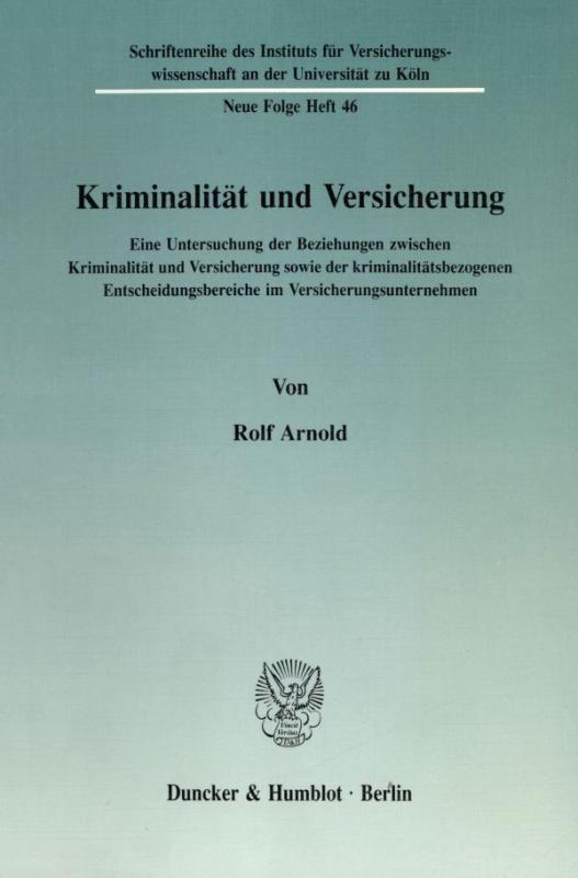Cover-Bild Kriminalität und Versicherung.