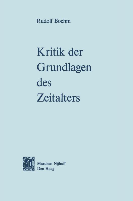 Cover-Bild Kritik der Grundlagen des Zeitalters