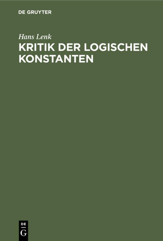 Cover-Bild Kritik der logischen Konstanten
