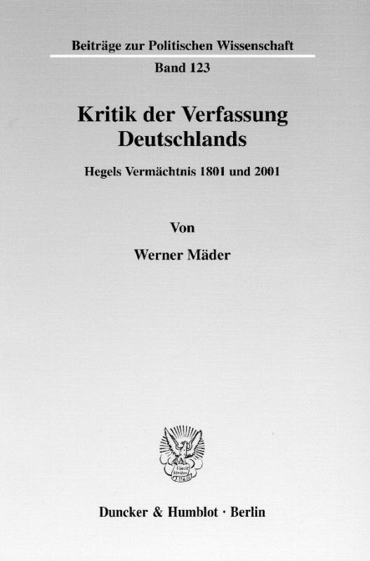 Cover-Bild Kritik der Verfassung Deutschlands.