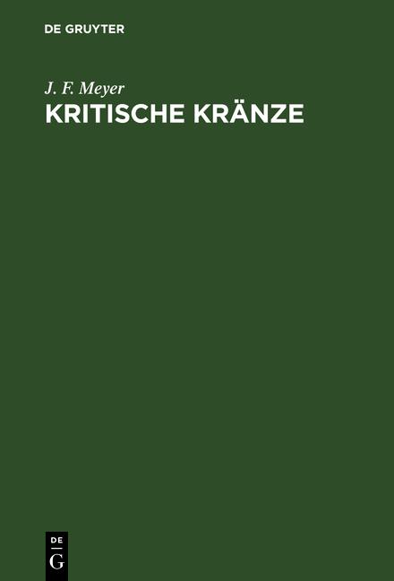 Cover-Bild Kritische Kränze