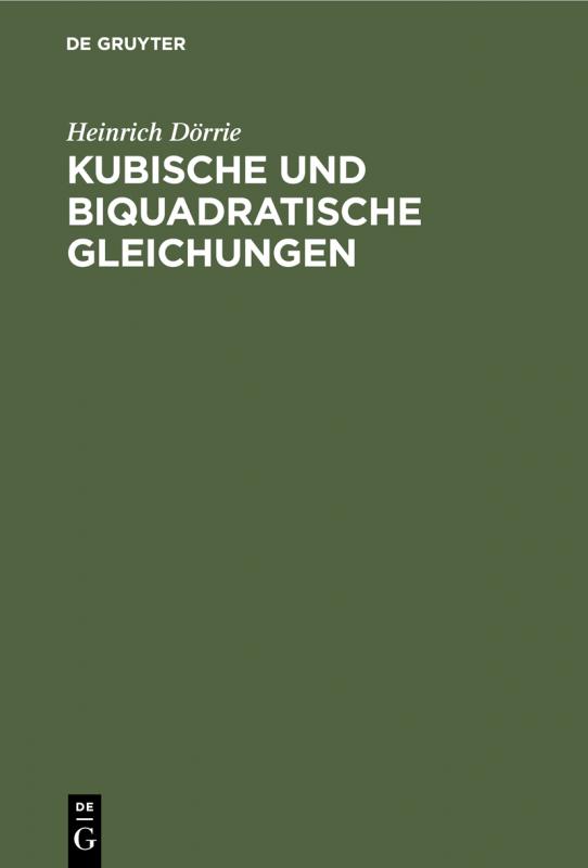 Cover-Bild Kubische und biquadratische Gleichungen