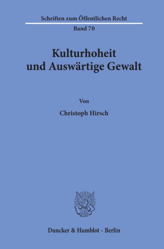 Cover-Bild Kulturhoheit und Auswärtige Gewalt.