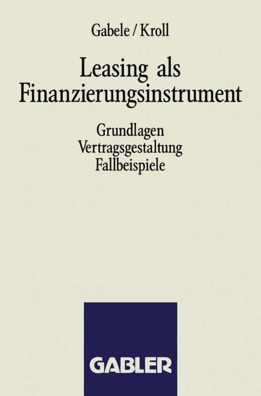 Cover-Bild Leasing als Finanzierungsinstrument