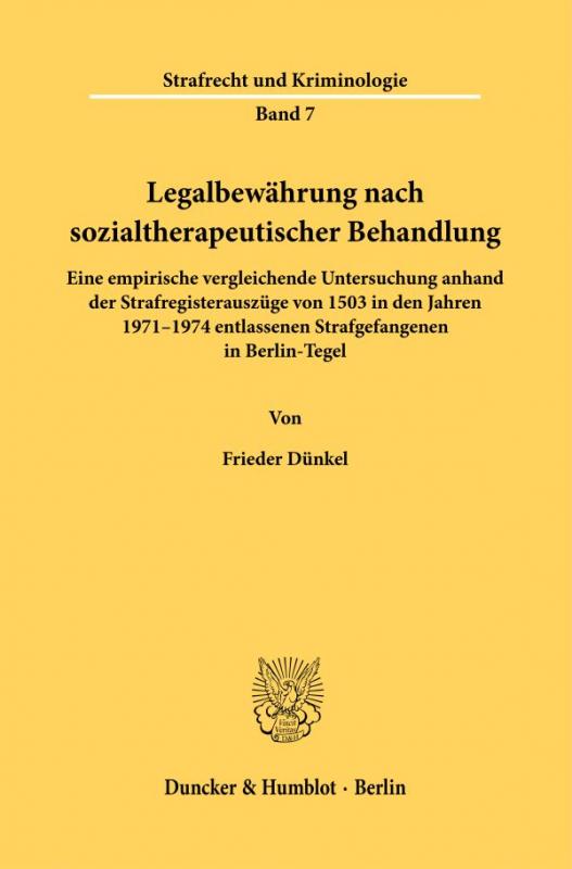 Cover-Bild Legalbewährung nach sozialtherapeutischer Behandlung.