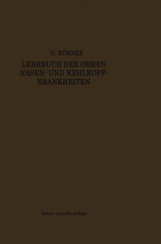 Cover-Bild Lehrbuch der Ohren-, Nasen- und Kehlkopf-Krankheiten