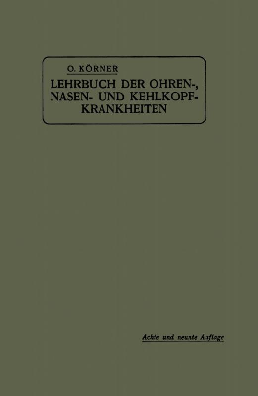 Cover-Bild Lehrbuch der Ohren-, Nasen- und Kehlkopf-Krankheiten