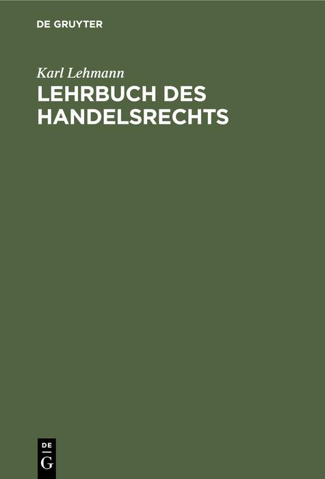 Cover-Bild Lehrbuch des Handelsrechts