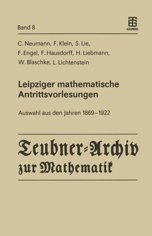 Cover-Bild Leipziger mathematische Antrittsvorlesungen