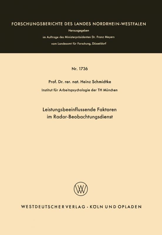 Cover-Bild Leistungsbeeinflussende Faktoren im Radar-Beobachtungsdienst