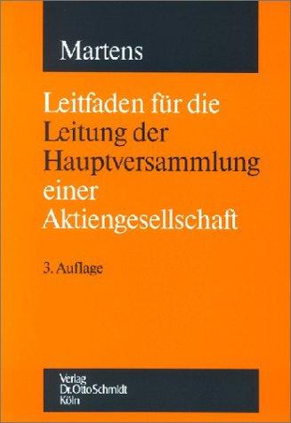 Cover-Bild Leitfaden für die Leitung der Hauptversammlung einer Aktiengesllschaft